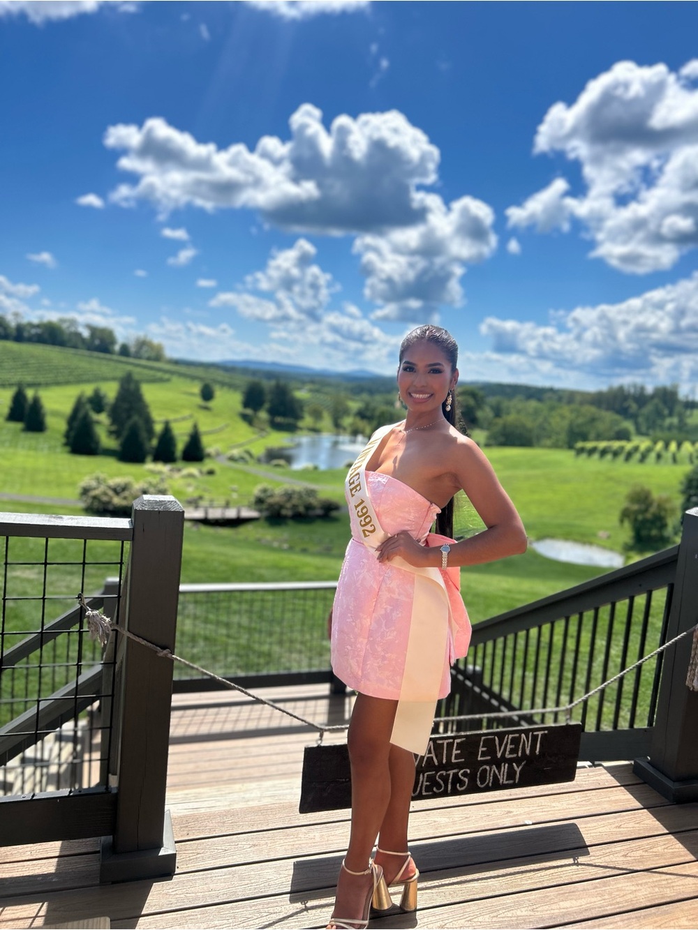 Strapless Pink Mini Dress with Decorative Sash